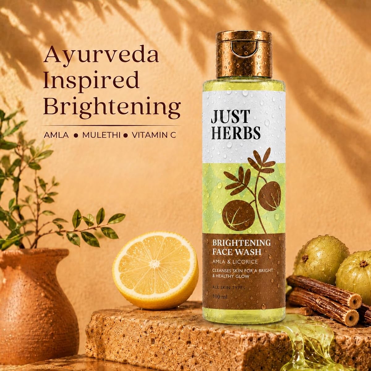 Just Herbs Face Wash with Vitamin C, Amla & Liquorice Root - 100ml - Image 2