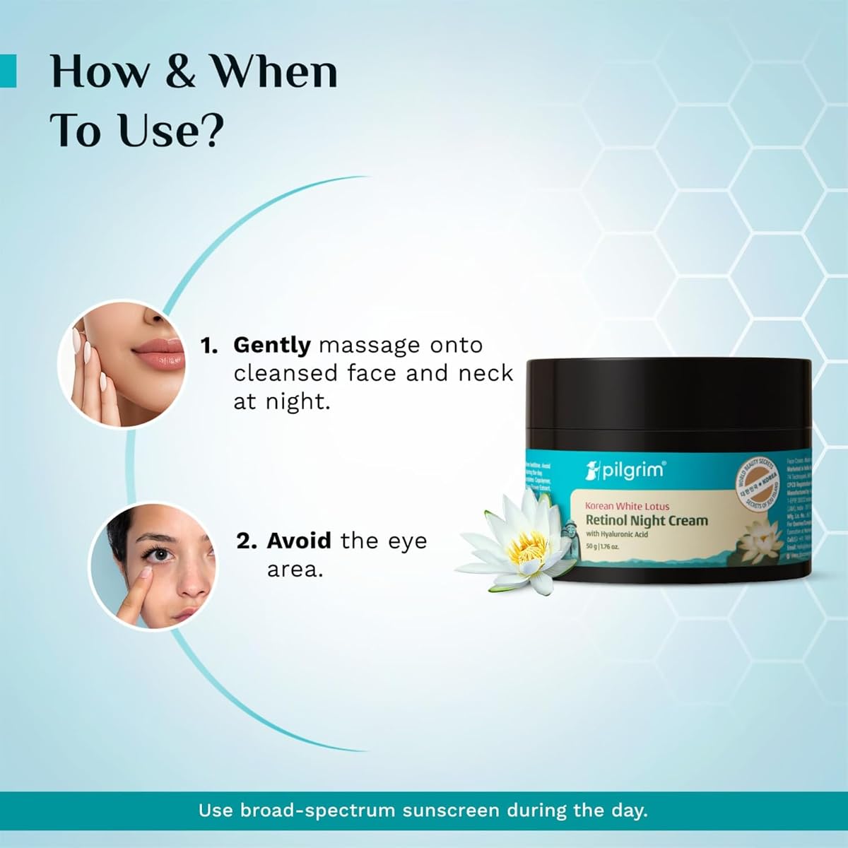 Pilgrim Retinol Night Cream with Vitamin C & Hyaluronic Acid - 50g - Image 6