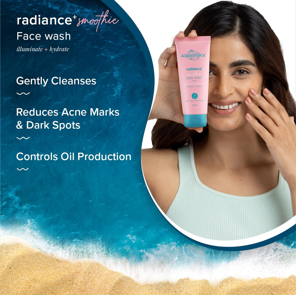 AQUALOGICA Radiance+ Smoothie Face Wash - Watermelon & Niacinamide, 100ml - Image 4