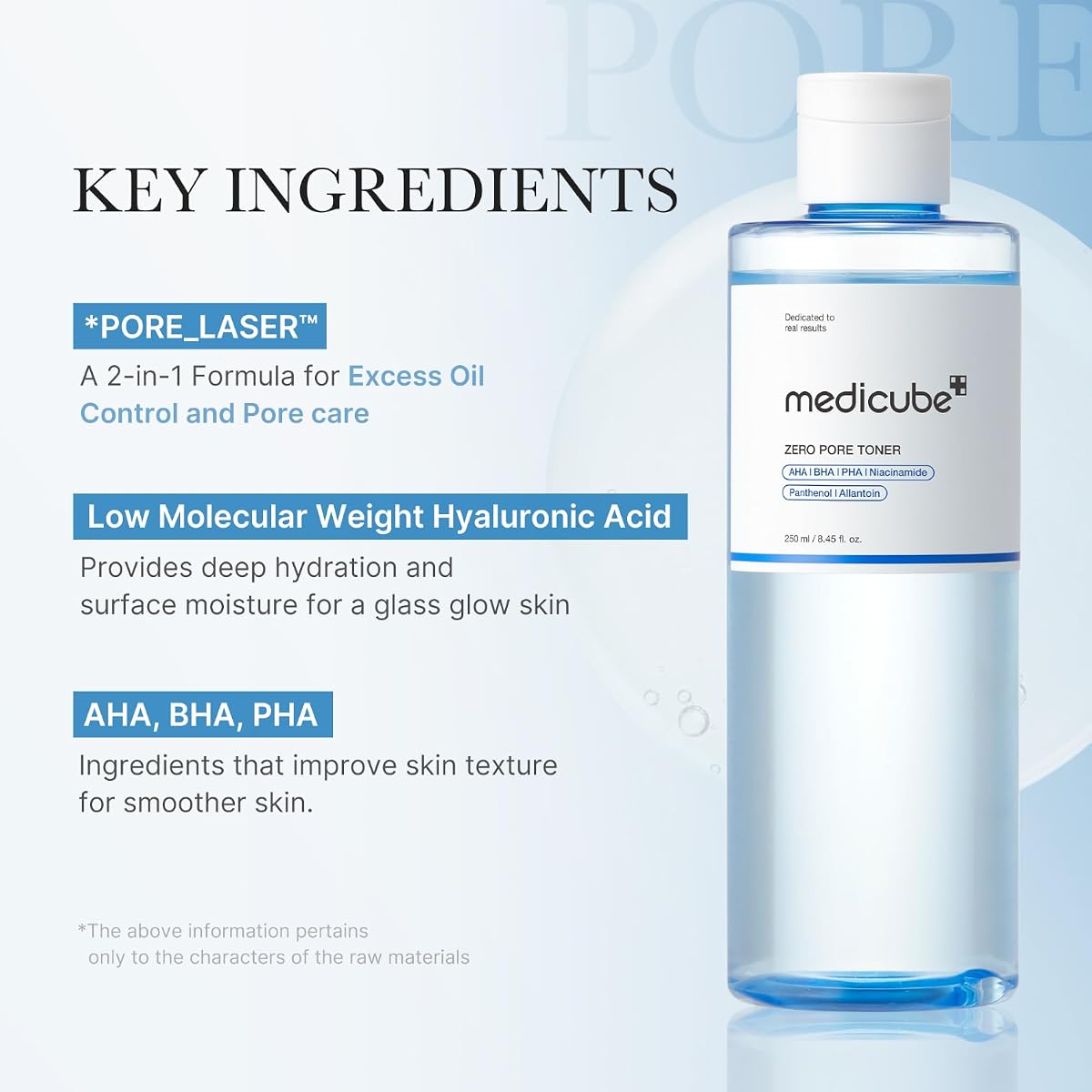 Medicube Zero Pore Toner - Exfoliating Blue Water Toner with AHA, BHA, PHA, Niacinamide - 250ml - Image 3