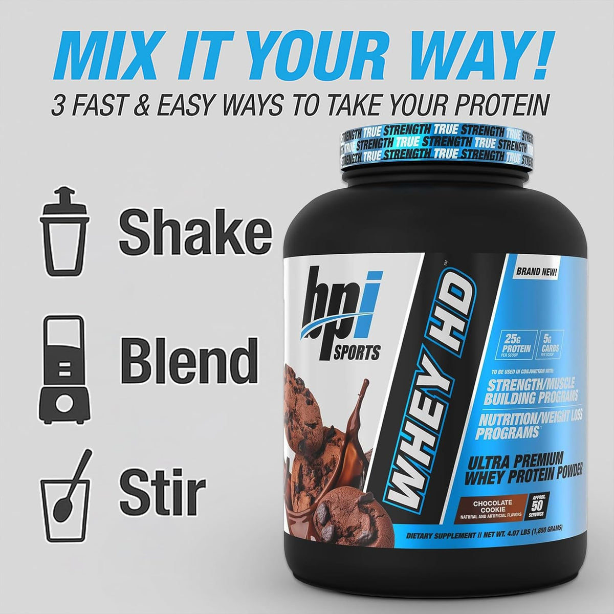BPI Sports Nutrition Whey HD - Chocolate Cookies 4.1 lb 50 Servings - Image 5
