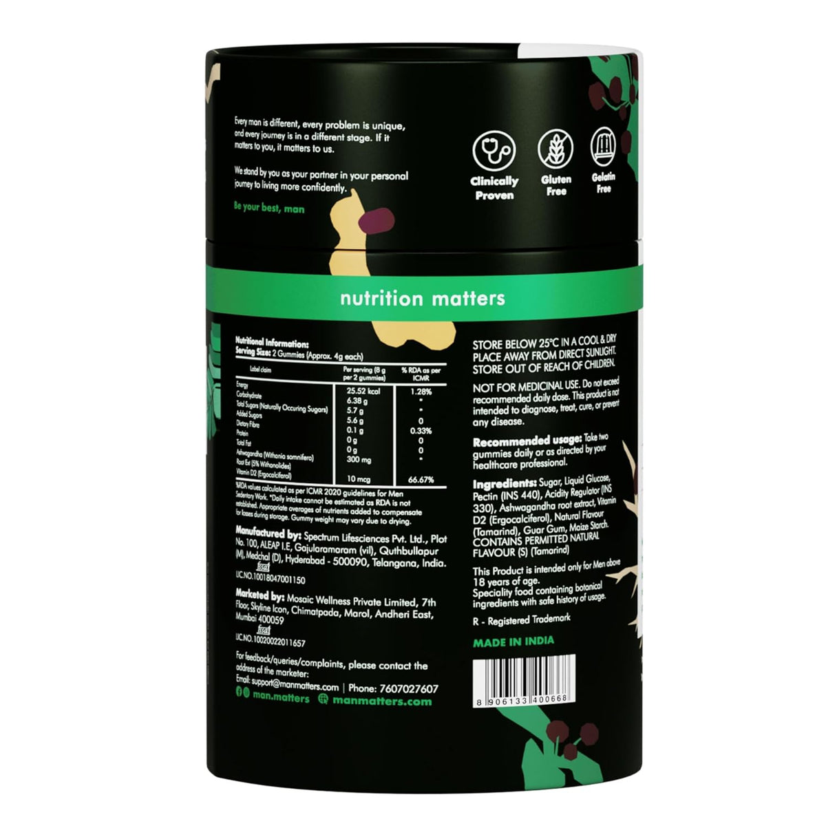 Man Matters Ashwagandha Gummies with Vitamin D2, 60 Gummies - Vegan & Gluten-Free - Image 6