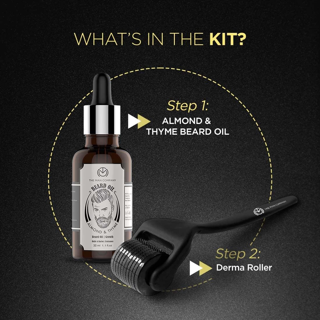 The Man Company Beard Oil with Almond & Thyme and Derma Roller - 30ml - Image 2