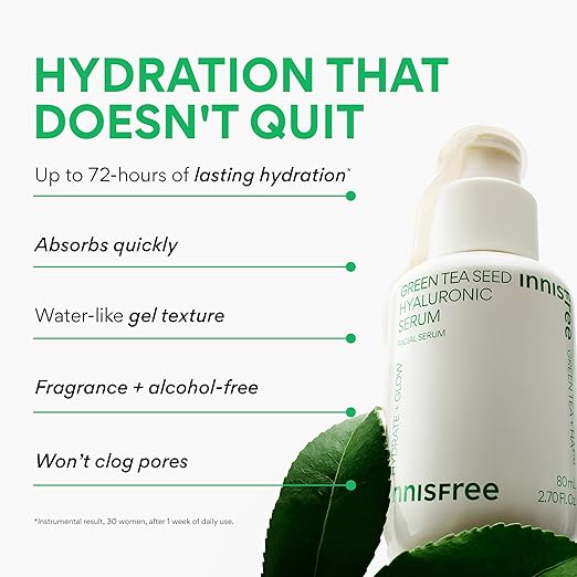 Innisfree Green Tea Seed Hyaluronic Serum - Face Treatment - 80ml - Image 8