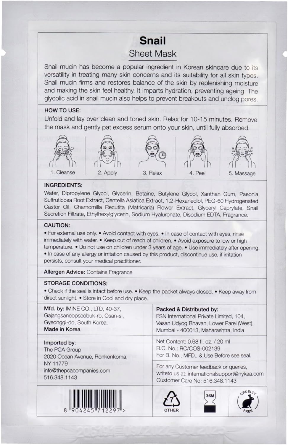 Nykaa Skin Secrets Snail Sheet Mask - Hydrating Facial Mask - Image 8