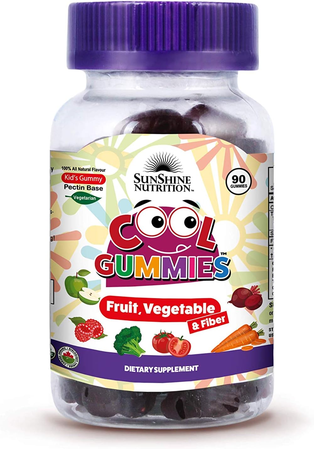 Sunshine Nutrition Cool Gummies for Kids - Fruit, Veg & Fibre, 90 Gummies