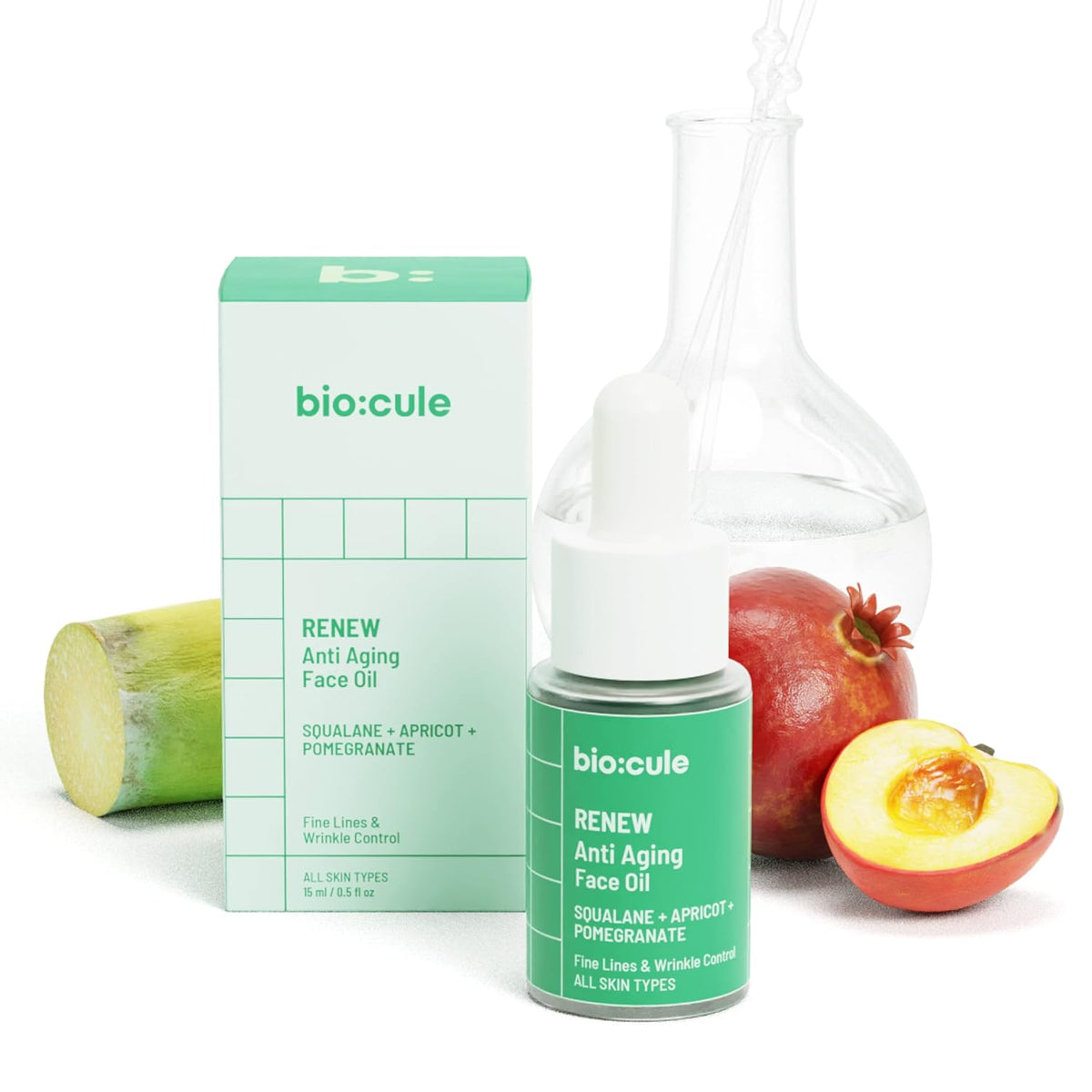 Biocule Renew Anti-Aging Face Oil with Squalane, Apricot & Pomegranate - 15ml