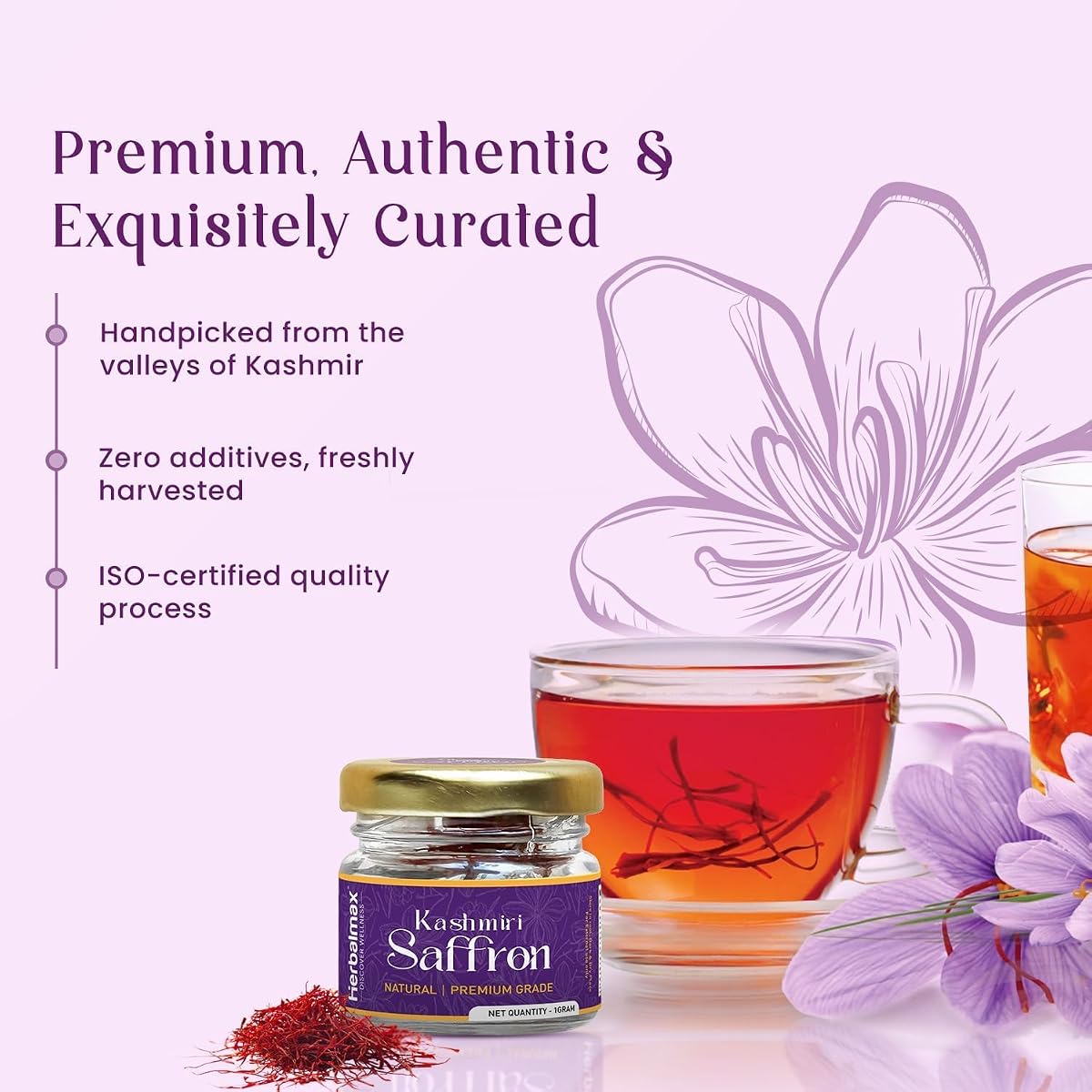 Herbal Max Kashmiri Saffron - A+++ Grade Mongra Kesar, 1g - Image 7