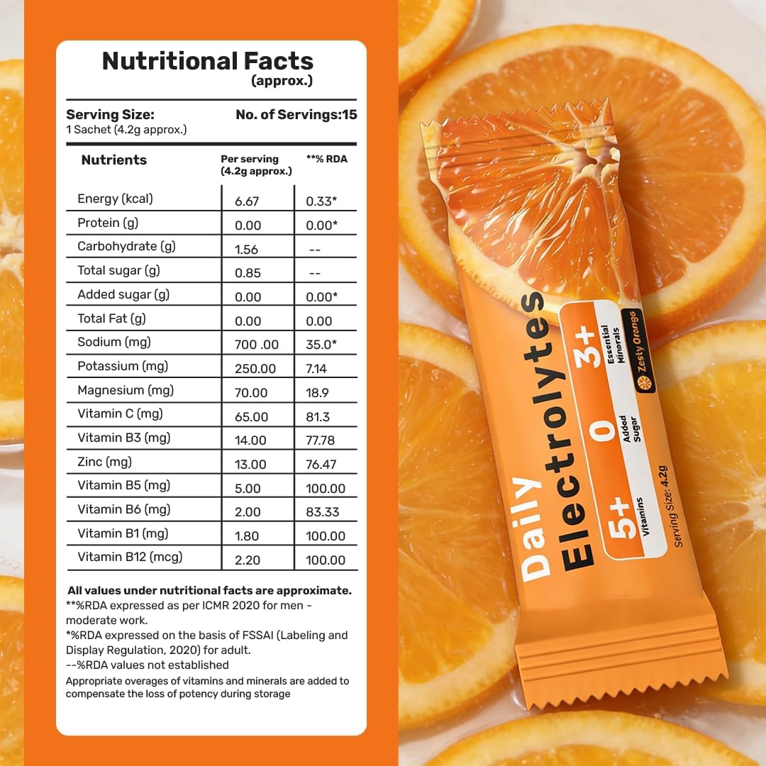 What's Up Daily Electrolytes Powder - Zesty Orange, Zero Sugar, 15 Sachets - Image 8