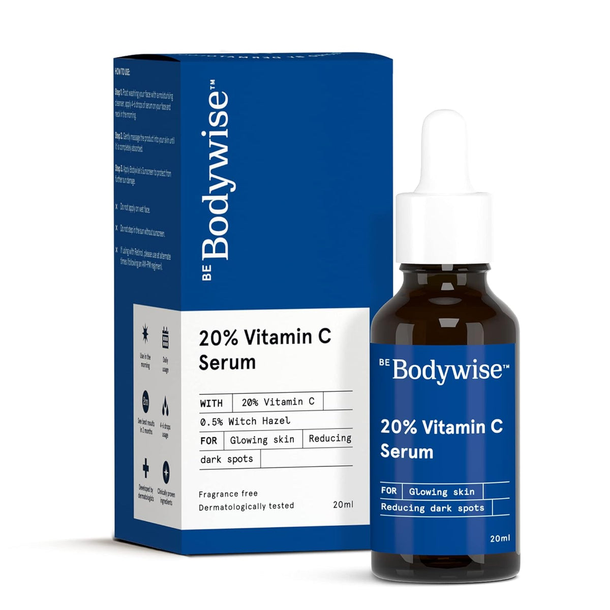 Be Bodywise Vitamin C Serum for Bright & Glowing Skin, 20% Solution - 20ml