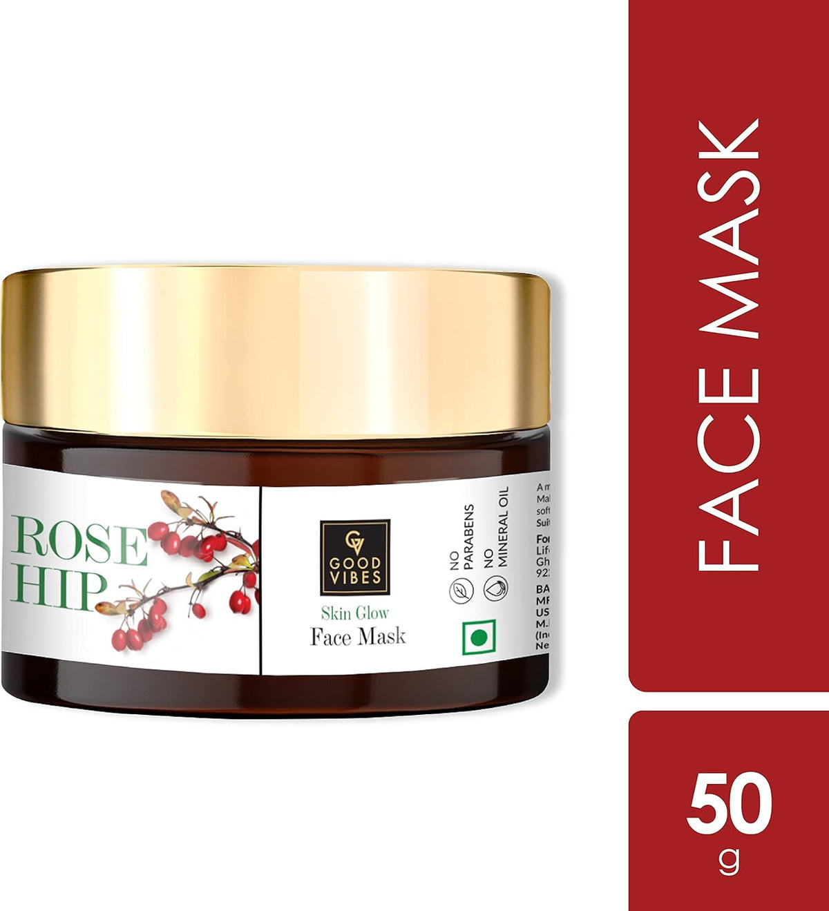 Good Vibes Rosehip Skin Glow Face Mask - 50g Exfoliator - Image 3
