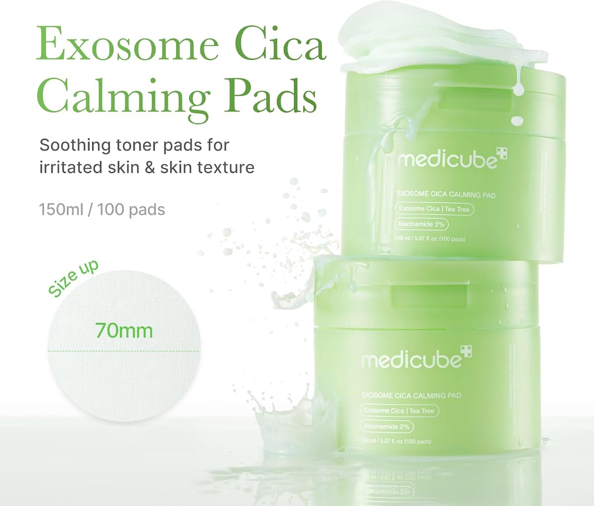 Medicube Exosome Cica Calming Pads with Tea Tree & Centella Asiatica - 100 Vegan Pads - Image 2