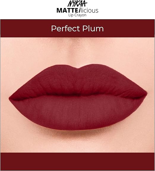 Nykaa Matteilicious Lip Crayon Perfect Plum 02 - 2.8g - Image 3