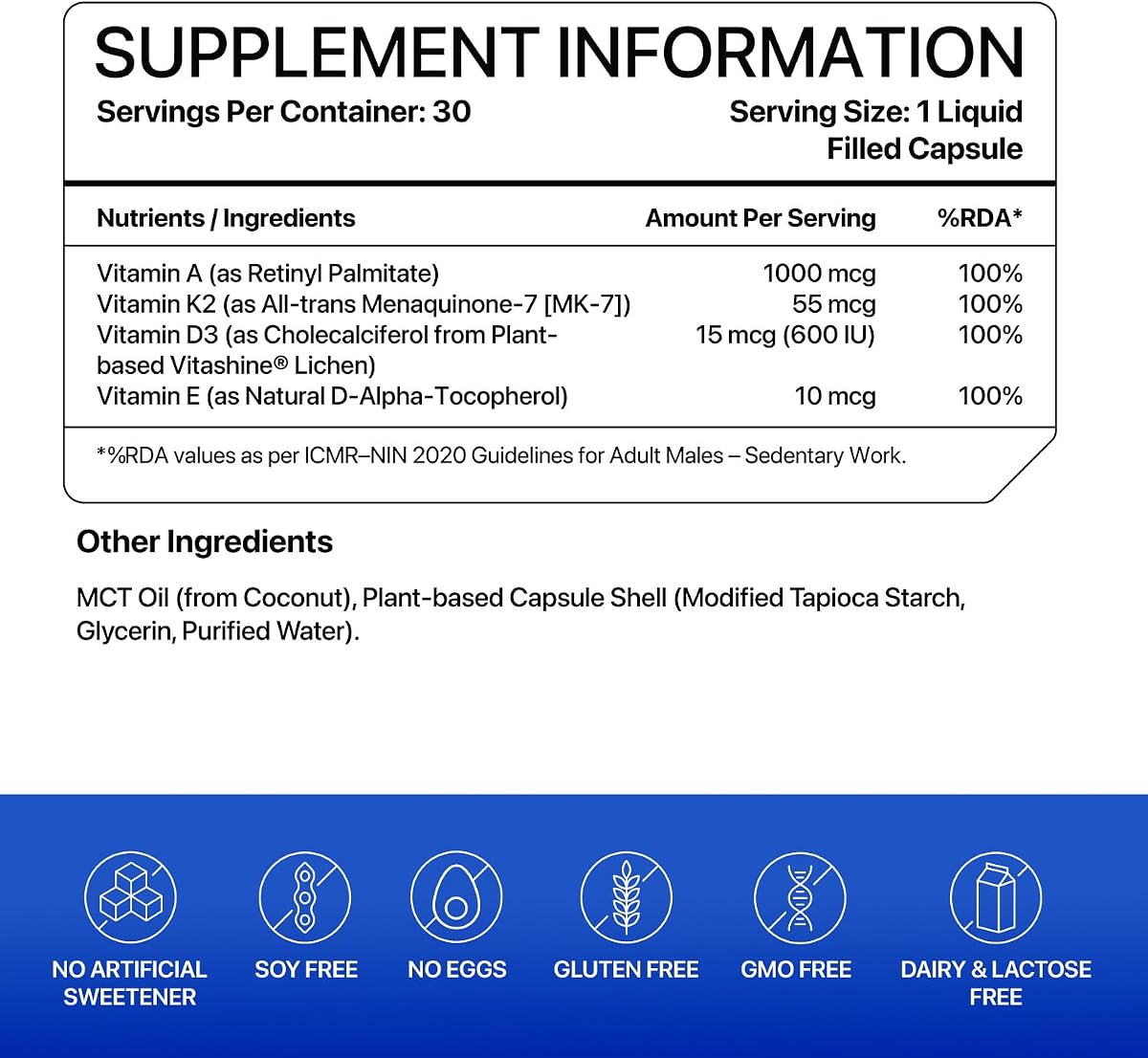 Decodeage DAKE Multivitamin - D3, K2 MK-7, A & E - 30 Capsules - Image 6