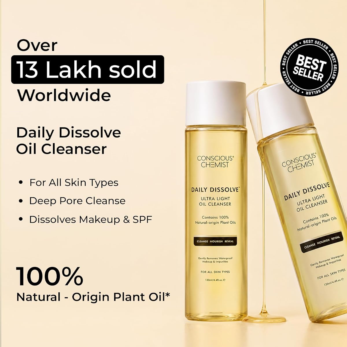 Conscious Chemist Makeup Remover Oil Cleanser with Olives - 130ml - Image 3