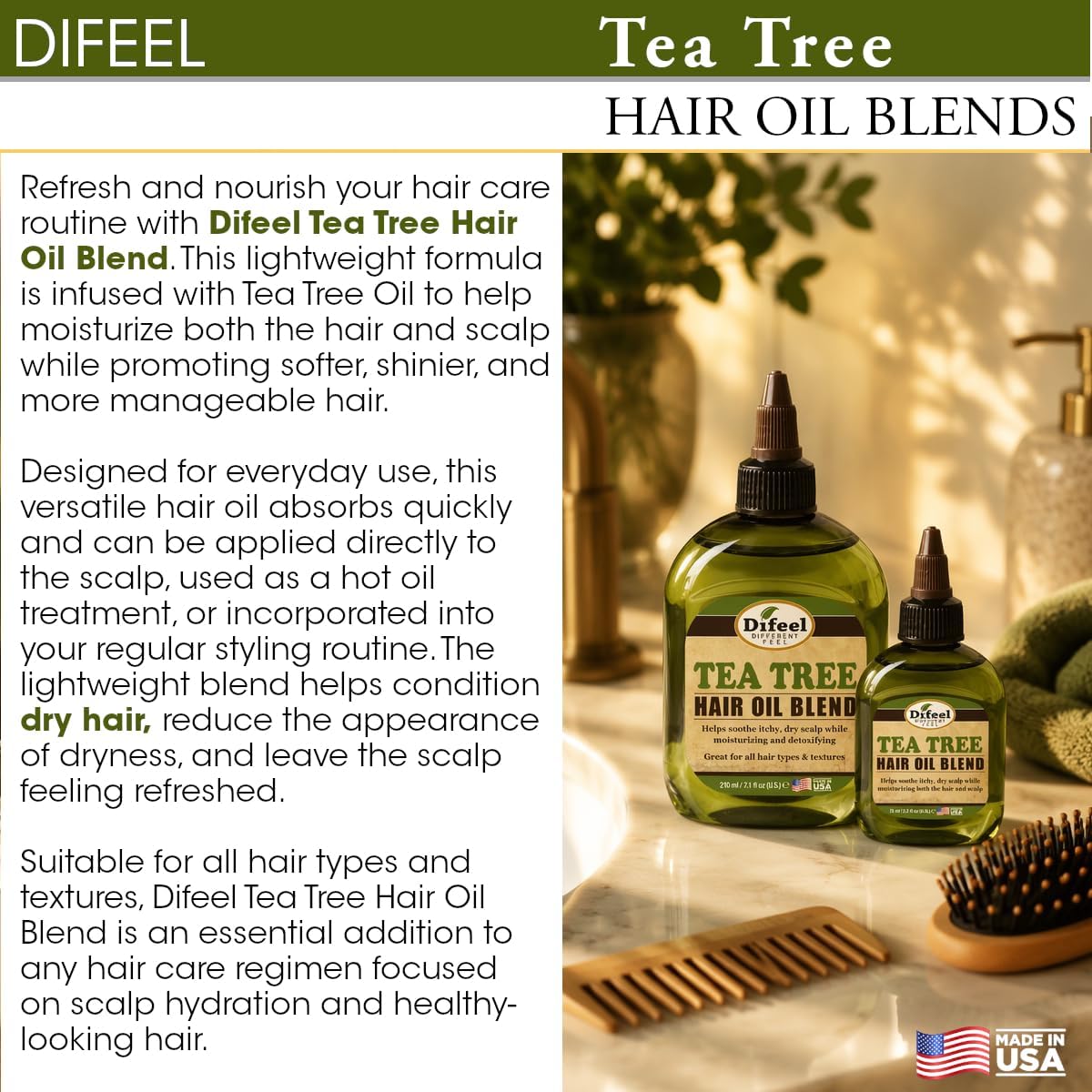 Difeel Premium Natural Tea Tree Hair Oil - 75ml - Image 4