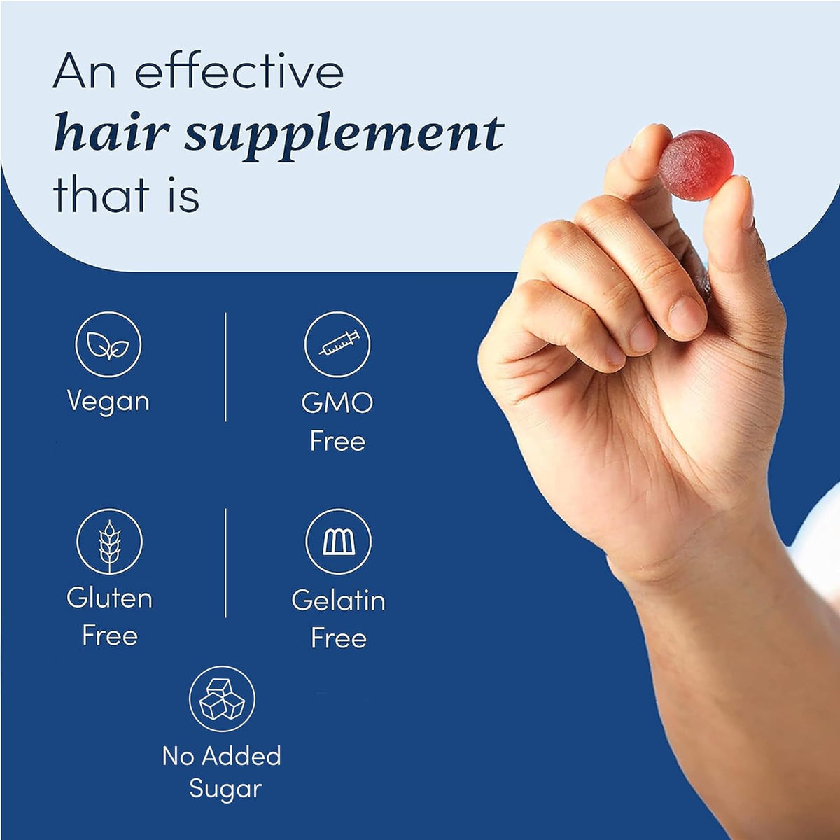 Man Matters Biotin Hair Gummies - Strawberry Flavour, 100% Vegan, No Added Sugar, 30 Count - Image 5