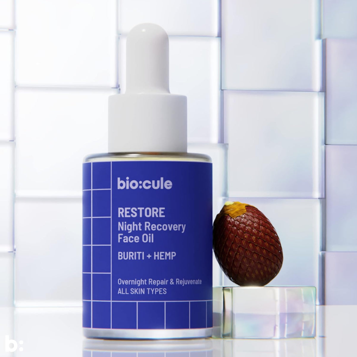 Biocule Restore Night Recovery Face Oil - Buriti + Hemp, 15ml - Image 3