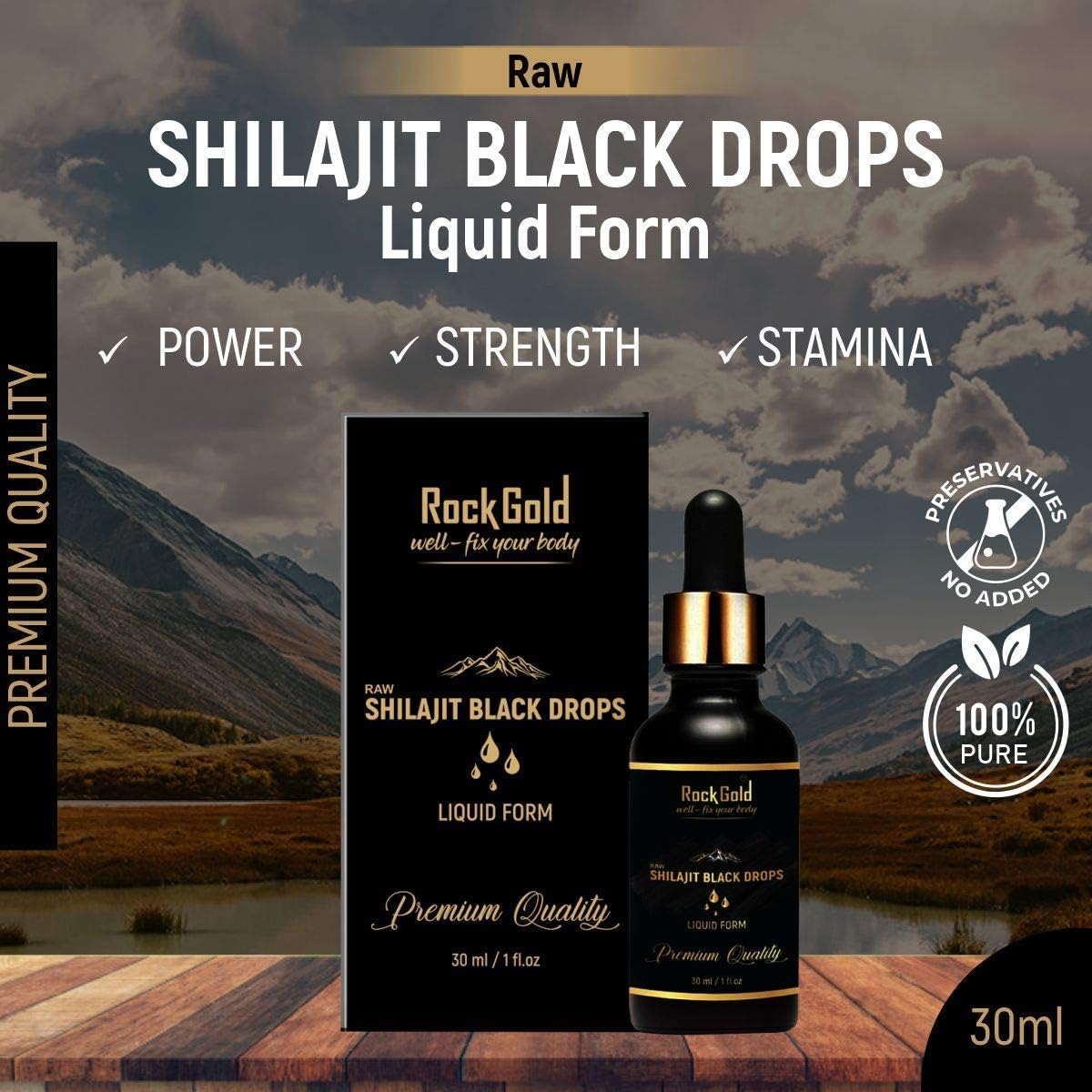 Vedapure Rock Gold Shilajit Liquid - Natural Black Drops, 30ml - Image 3