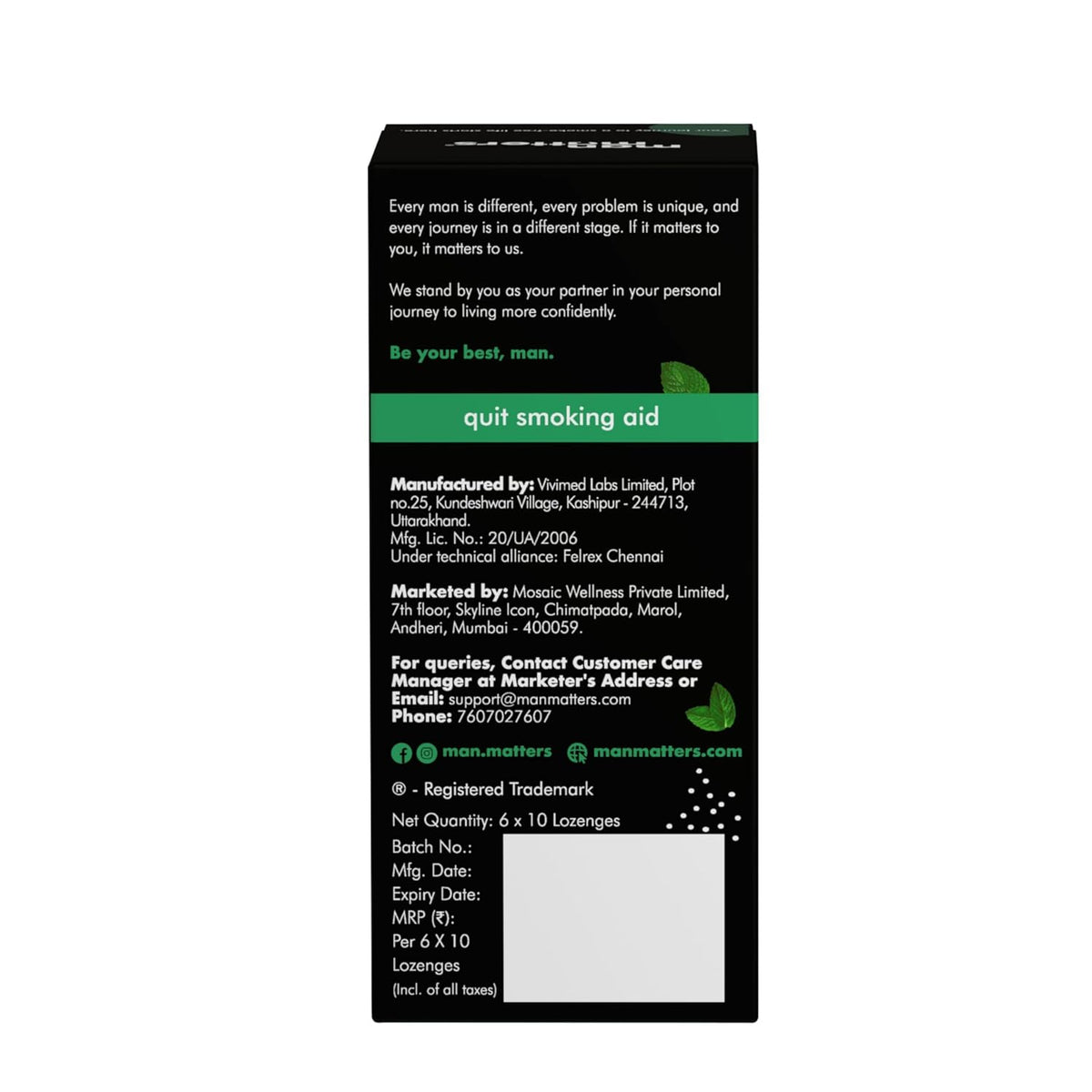 Man Matters Sugar-Free Nicotine Lozenge, Mint, 2mg - 60 Count - Image 7