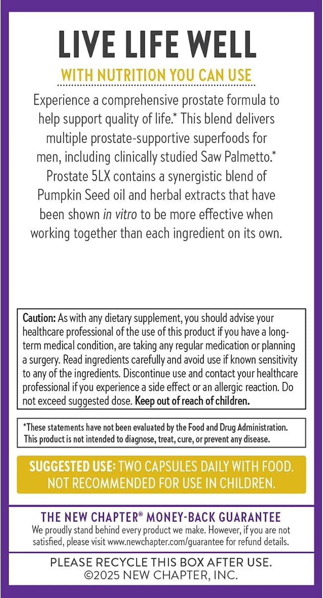 New Chapter Prostate Support - Prostate 5LX with Saw Palmetto, 120 Capsules - Image 7
