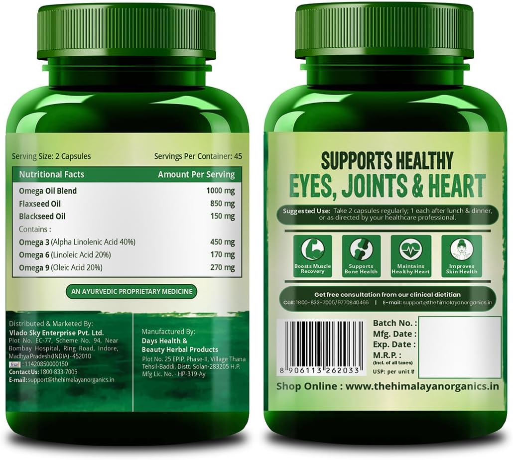 Himalayan Organics Vegan Omega 3 6 9 Supplement – 90 Veg Capsules - Image 8