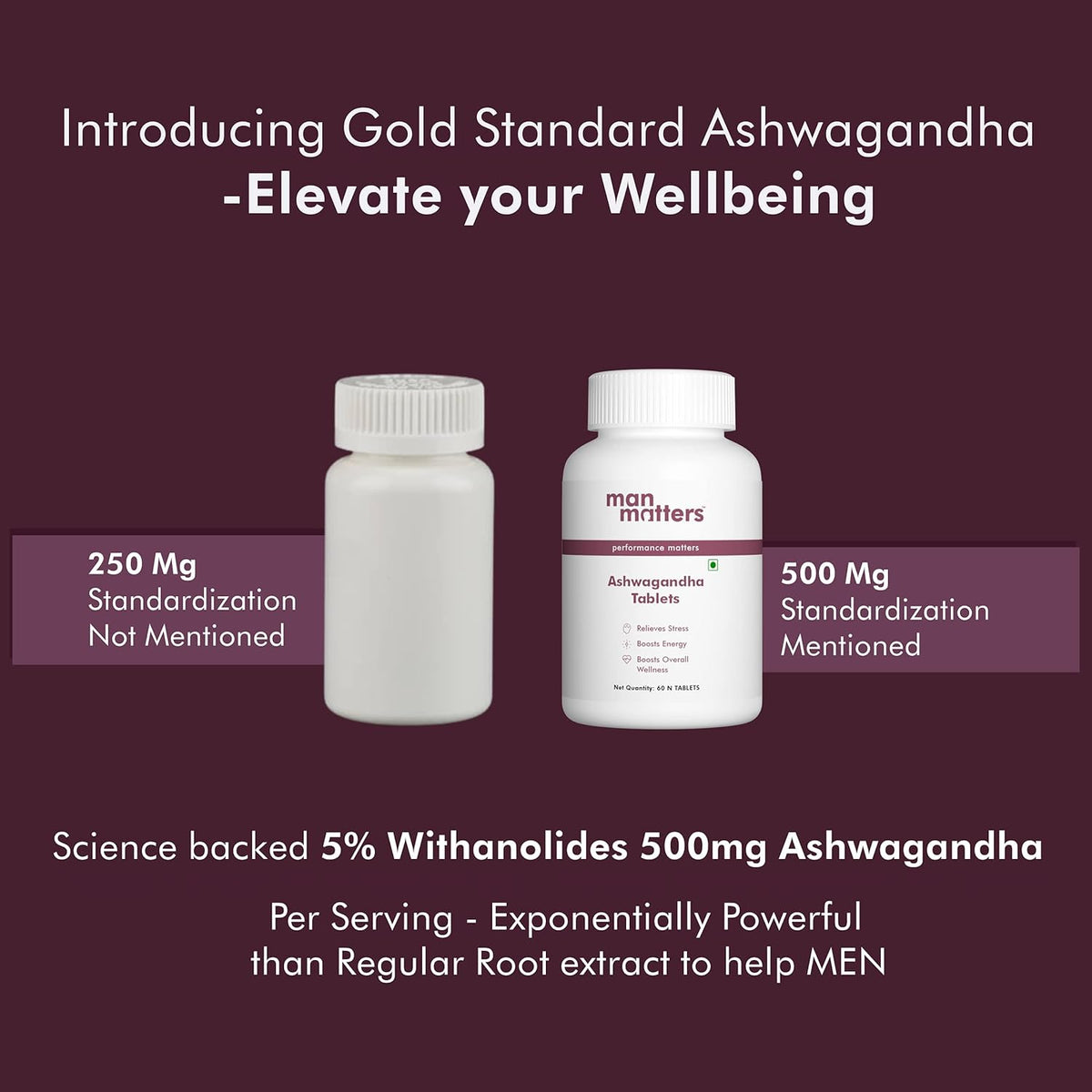 Man Matters Ashwagandha Tablets 500mg - 60 Pack - Herbal Support for Wellbeing - Image 2