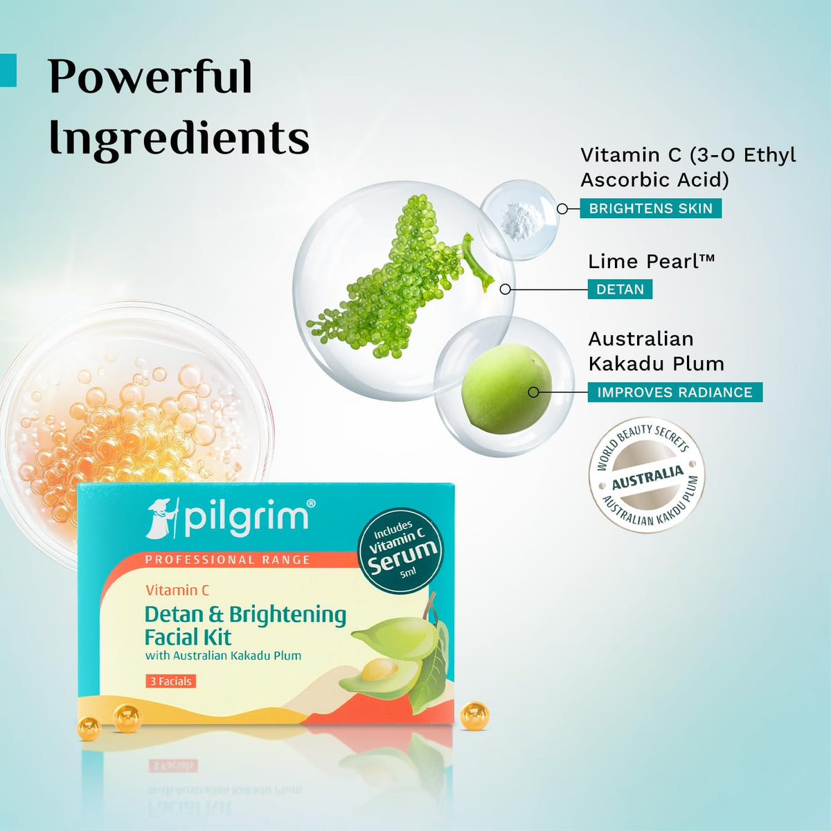 Pilgrim Vitamin C Detan & Brightening Facial Kit - 77 ML - Image 3