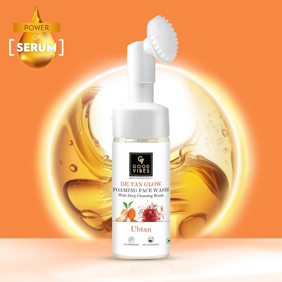 Good Vibes De-Tan Glow Foaming Face Wash with Brush - Ubtan 150ml - Image 3