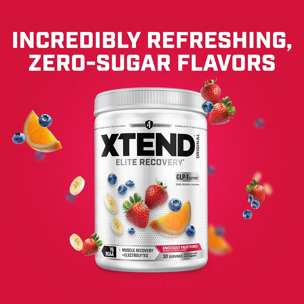 XTEND Original BCAA Powder - Knockout Fruit Punch Flavour, 30 Servings - Image 5