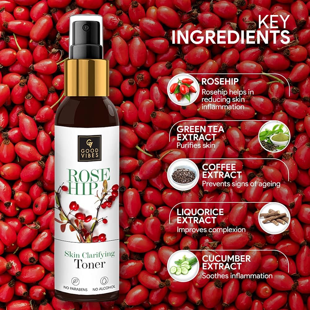 Good Vibes Rosehip Skin Clarifying Toner - Face Cleanser, 120 ml - Image 4