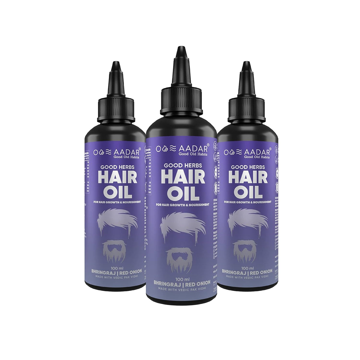 Aadar GOOD HERBS Hair Oil with Red Onion & Virgin Coconut - Pack of 3