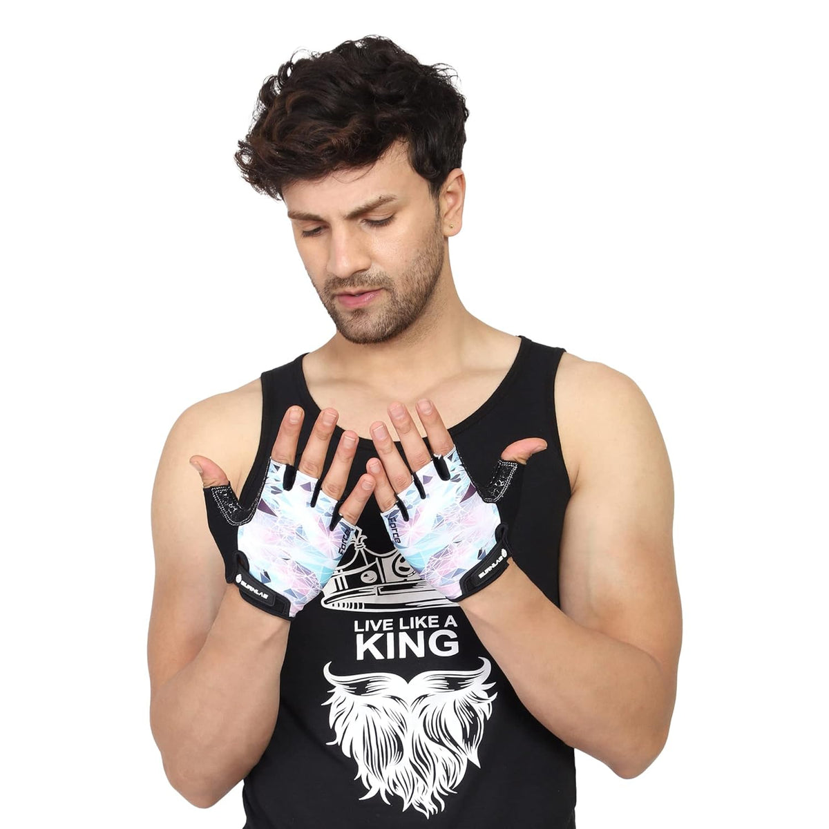 Burnlab Flex Gym Gloves - Weightlifting & Cycling - Medium White & Green - Image 8