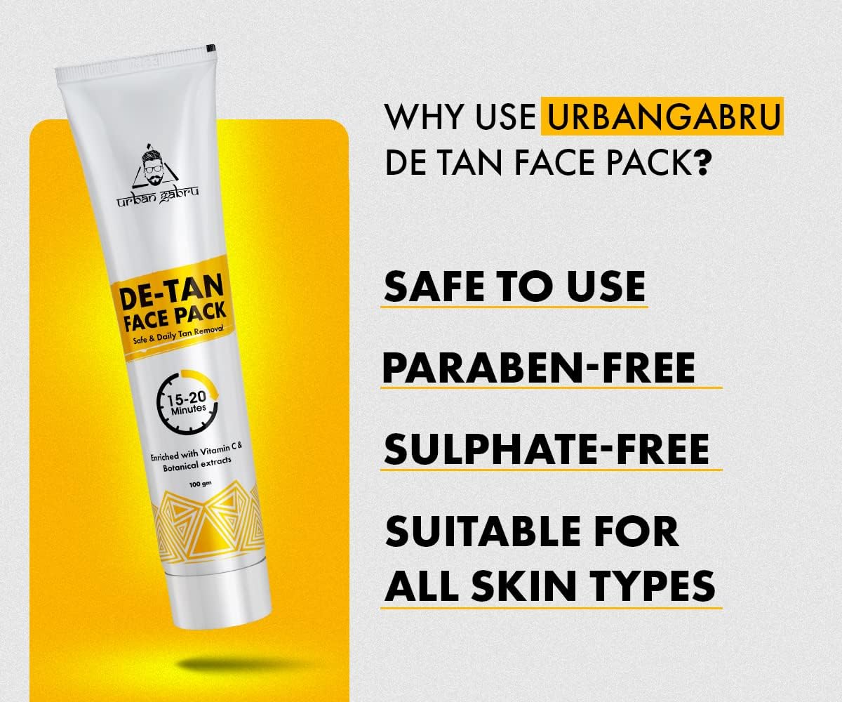 Urban Gabru De-tan Face Pack with Aloe Vera & Vitamin C - 100g - Image 4