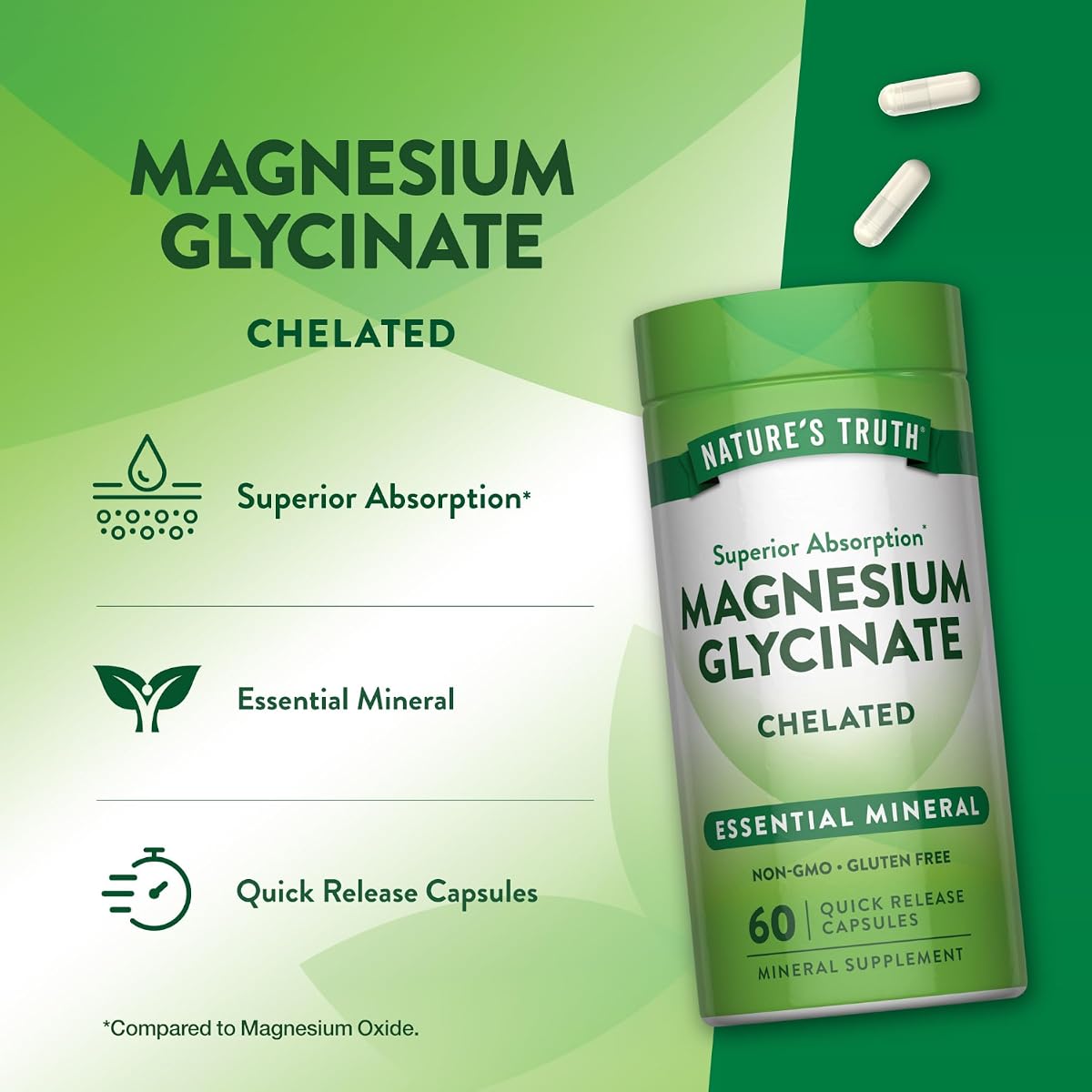 Nature's Truth Magnesium Glycinate Capsules - 200mg, Chelated, 60 Count - Image 5