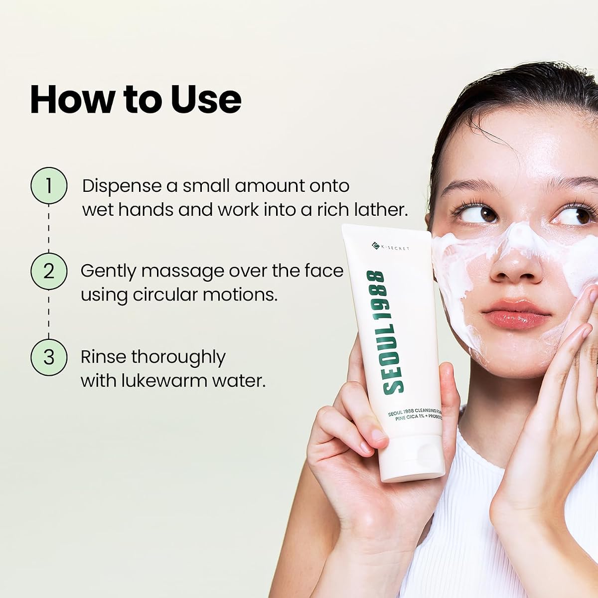 K-SECRET SEOUL 1988 Cleansing Foam with Pine Cica & Probiotics, 150ml - Image 6