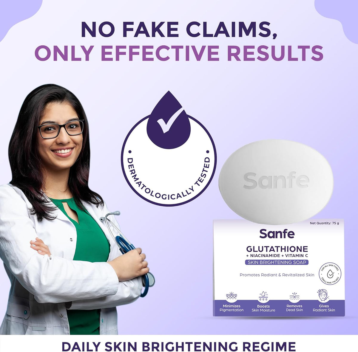 Sanfe Brightening Soap with Glutathione, Niacinamide & Vitamin C - 75g - Image 7