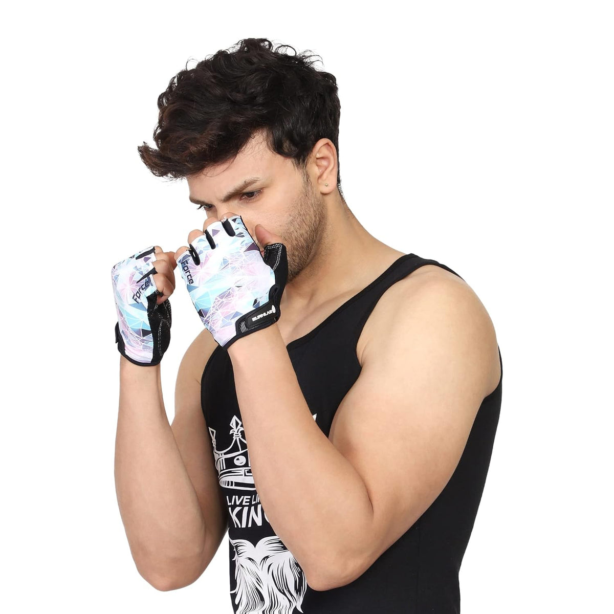 Burnlab Flex Gym Gloves - Weightlifting, Cycling, Crossfit, Medium, White - Image 4