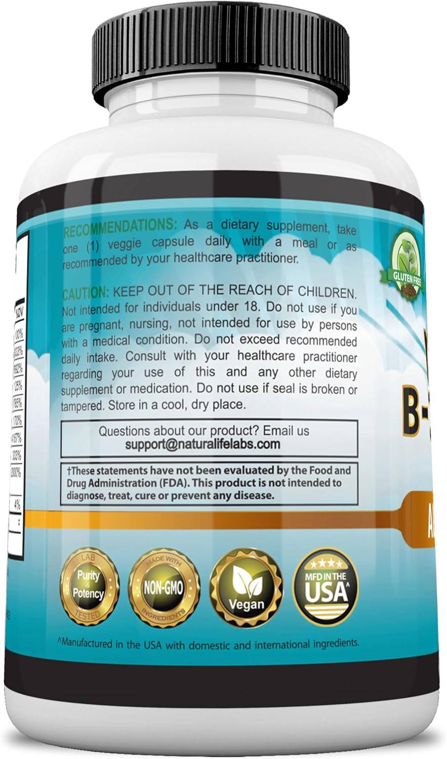Naturalife Labs Vitamin B-Complex Capsules - 100 Count - Image 5