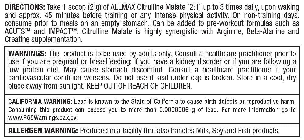Allmax Essentials Citrulline Malate 2:1, Sports Nutrition Powder, 300g - Image 4