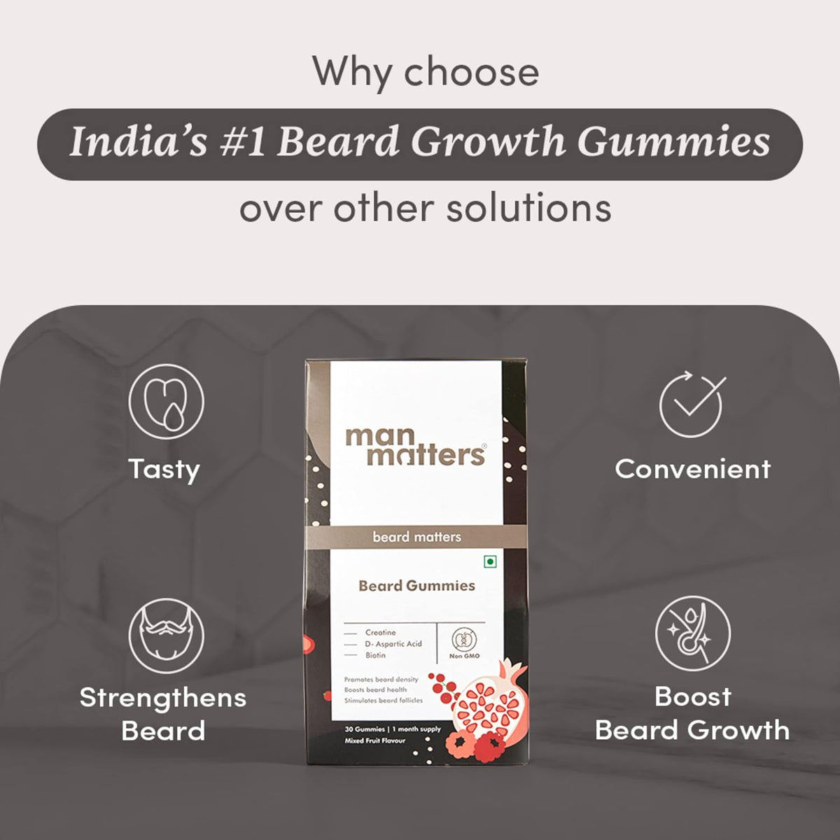 Man Matters Beard Gummies for Men - 30 Gummies - Image 6