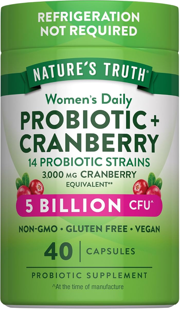 Nature's Truth Women's Probiotics with Cranberry - 40 Vegetarian Capsules, 5 Billion CFUs