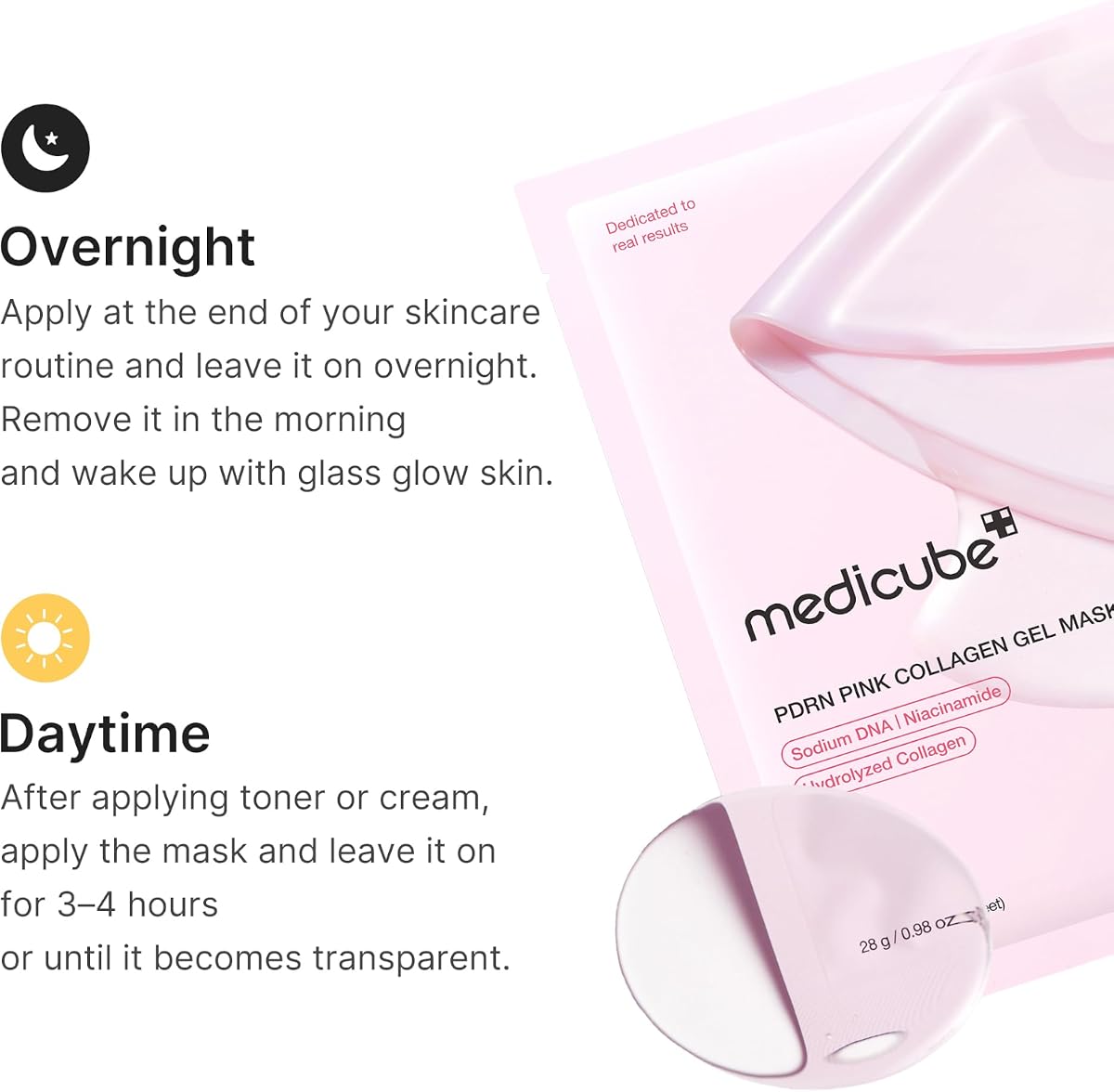 Medicube Salmon DNA PDRN Pink Collagen Gel Mask - Overnight Face Mask, 28g, 4 Pack - Image 6