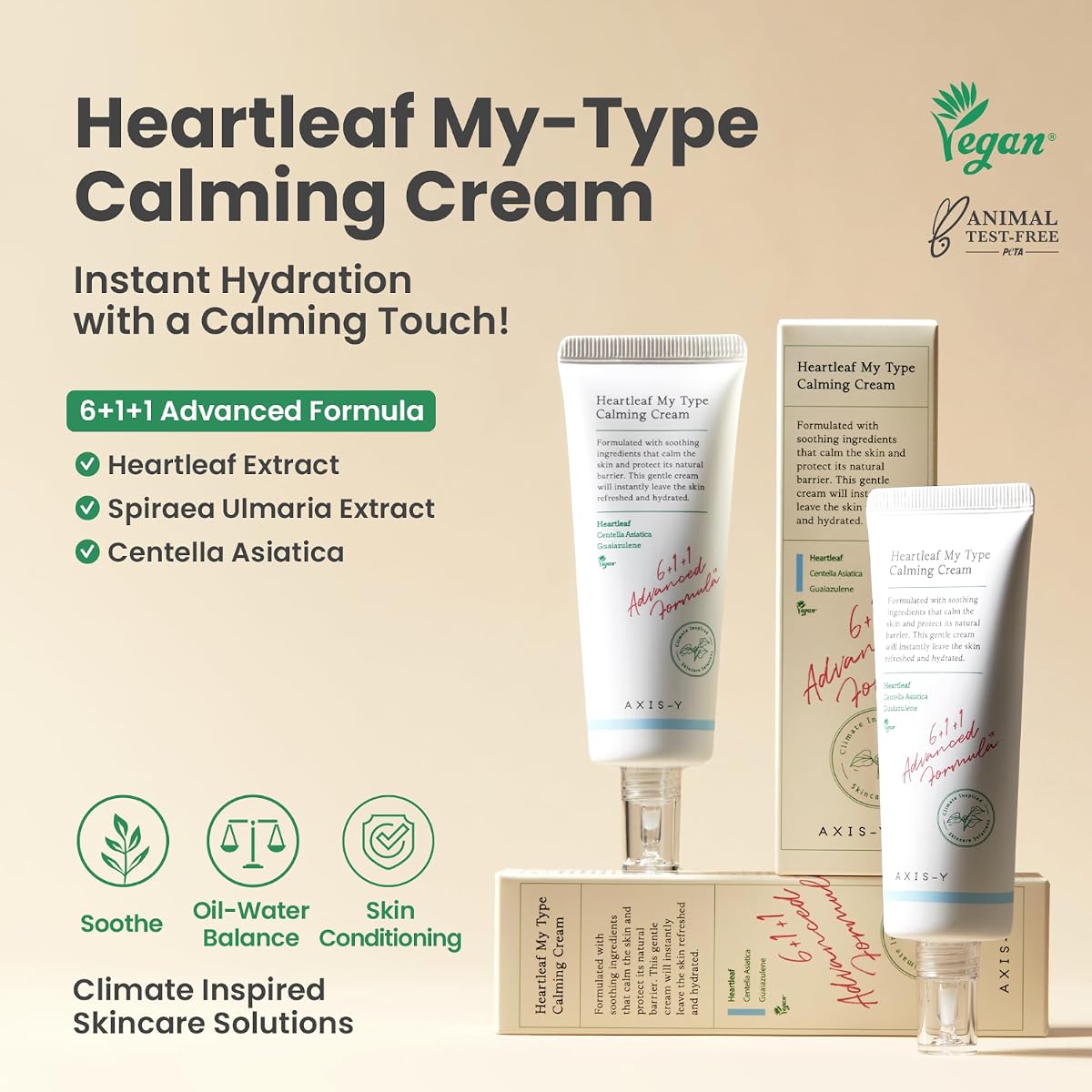 AXIS-Y Heartleaf Calming Cream with Centella - Vegan Moisturizer, 60ml - Image 2
