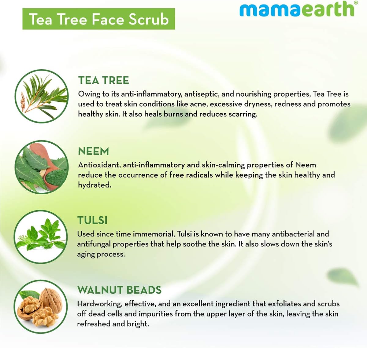Mamaearth Tea Tree Face Scrub - Skin Purification, 100g - Image 3