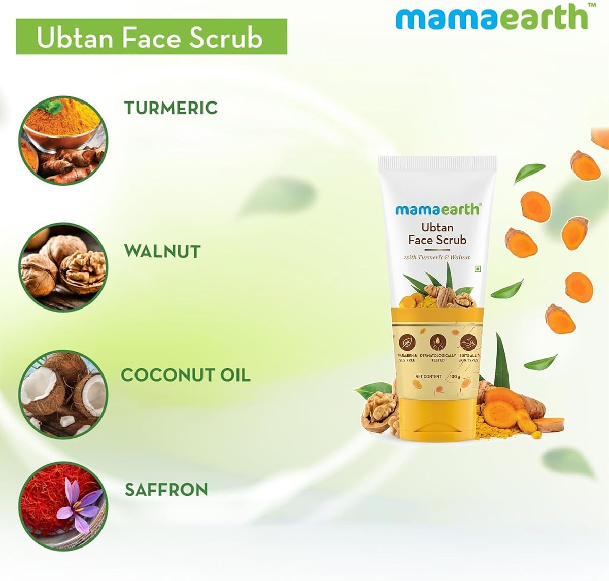 Mamaearth Ubtan Face Scrub with Turmeric & Walnut, 100 ml - Image 3
