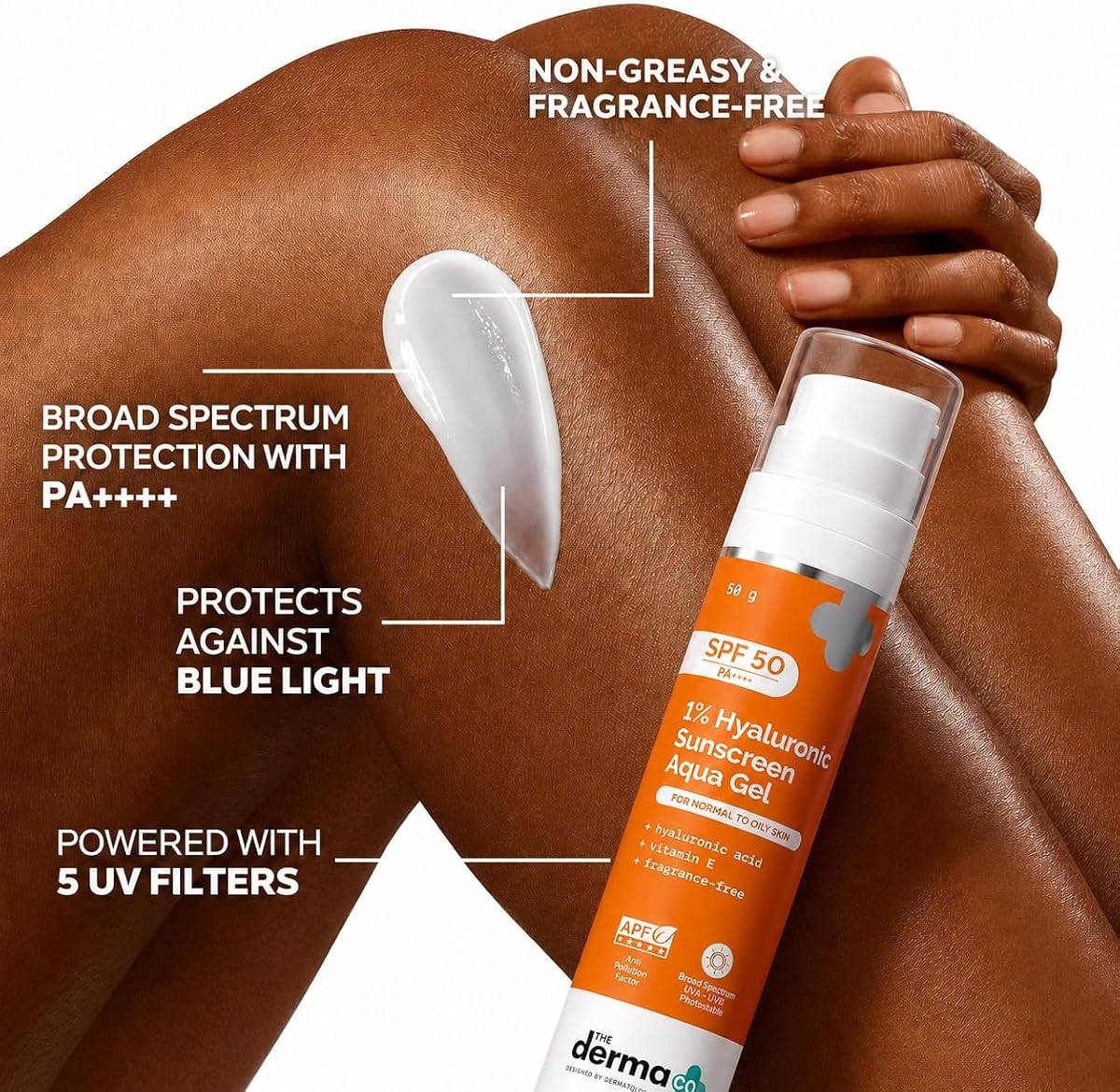 The Derma Co Hyaluronic Aqua Gel Sunscreen SPF 50 PA++++ - 50g - Image 2