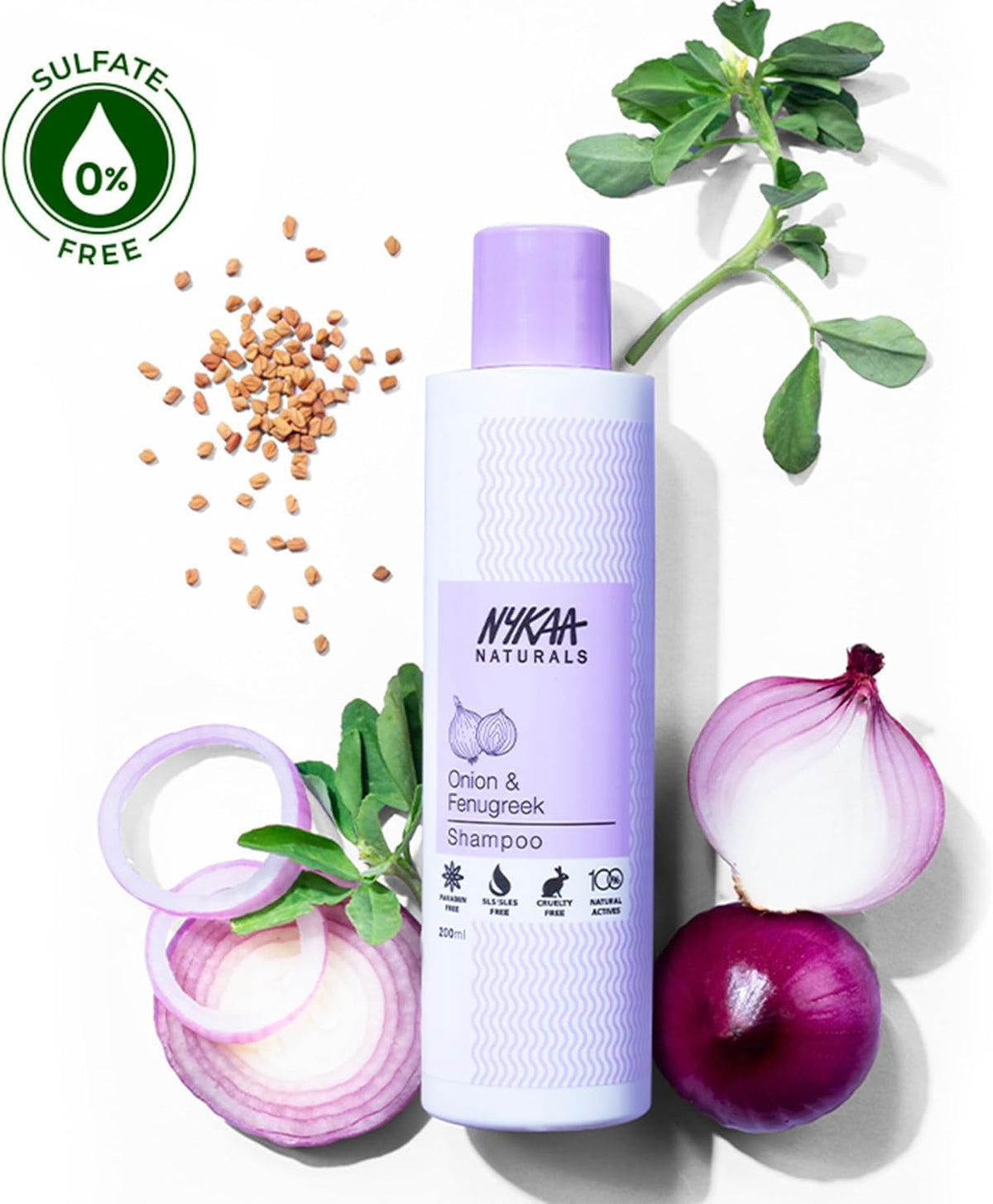 Nykaa Naturals Onion & Fenugreek Hair Growth Shampoo - 200ml - Image 2