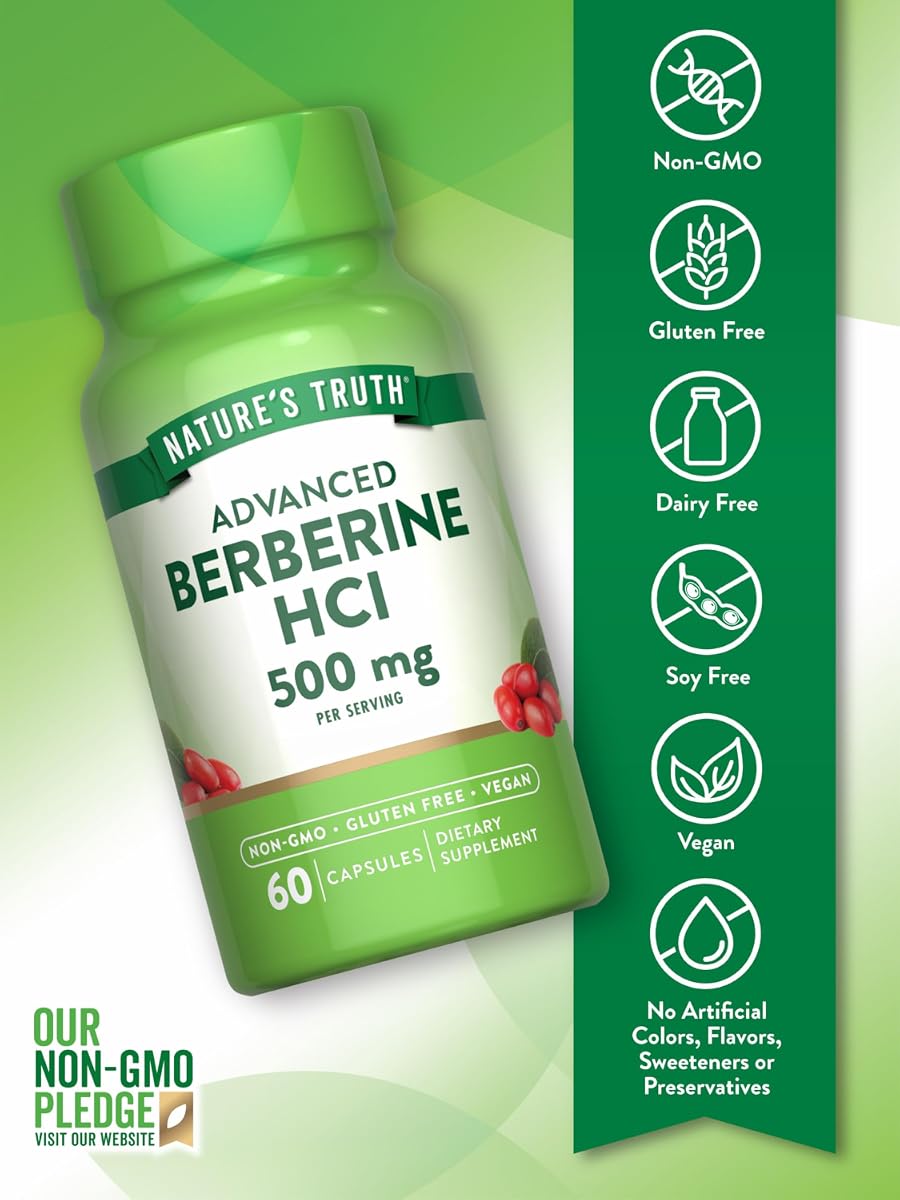 Nature's Truth Berberine Capsules - 500mg, Vegan, Gluten-Free - 60 Count - Image 3