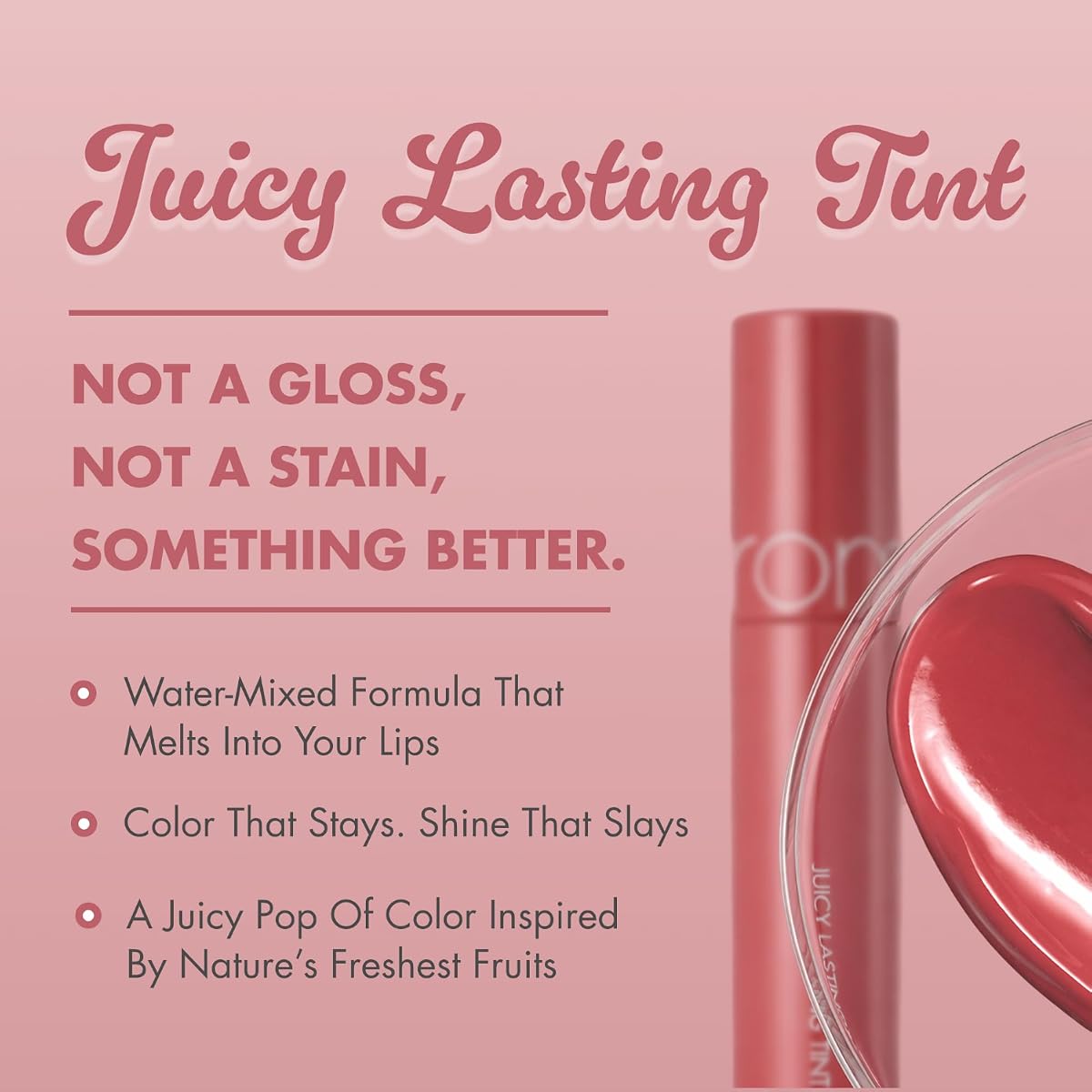 Rom&Nd Juicy Lasting Tint - Pink Pumpkin - Lip Plumping Gloss - Image 2